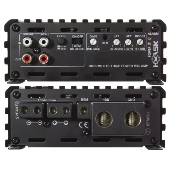 Excursion HXA-5K 1-kanałowy samochodowy wzmacniacz mocy do systemów car audio - moc RMS: 1x1000/2000/3000W, wej. High/Low, Auto On/Off, cyfrowy D, LIN